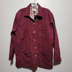 Cabin Creek Burgundy Plaid Lined‎ Cotton Utility Jacket Women's XL